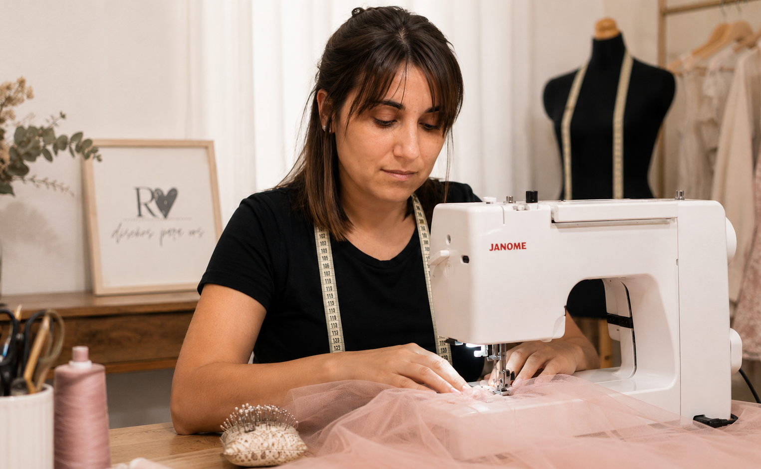 Estoy trabajando en una confección textil en mi atelier